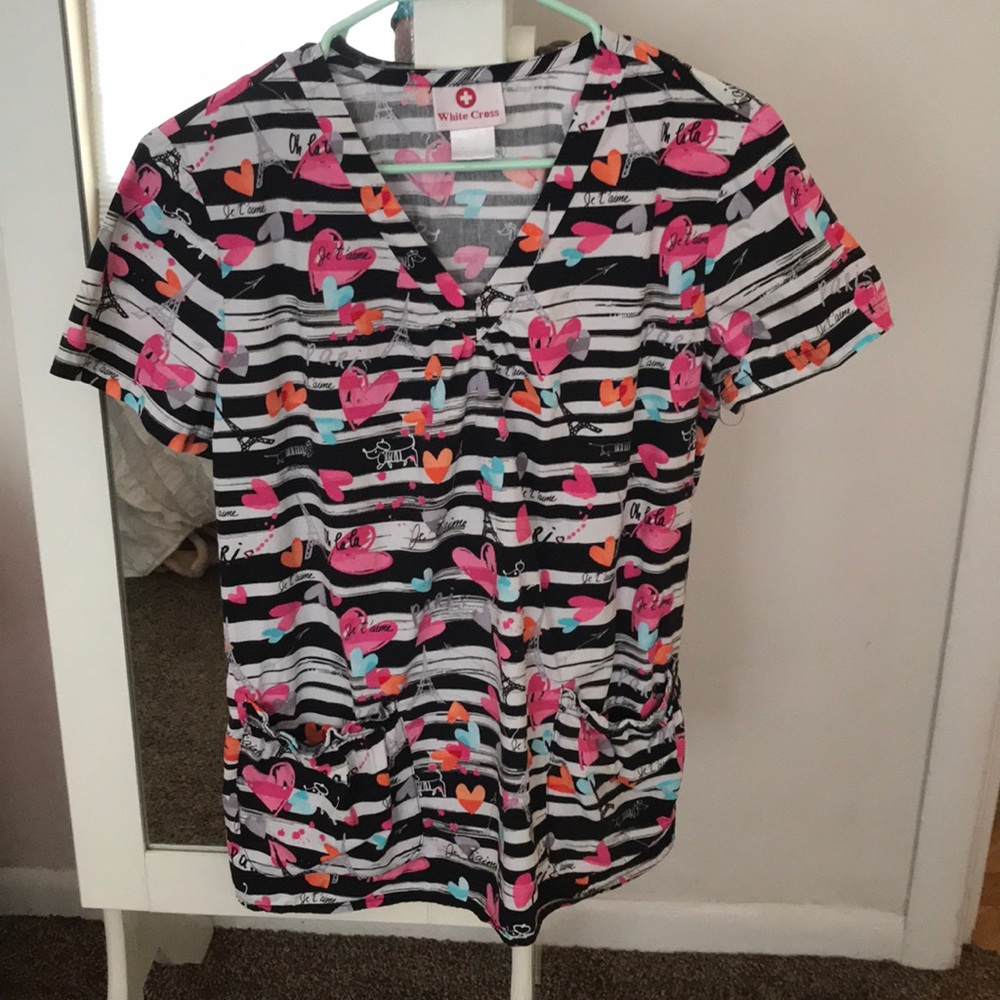 White cross Paris Scrub Top